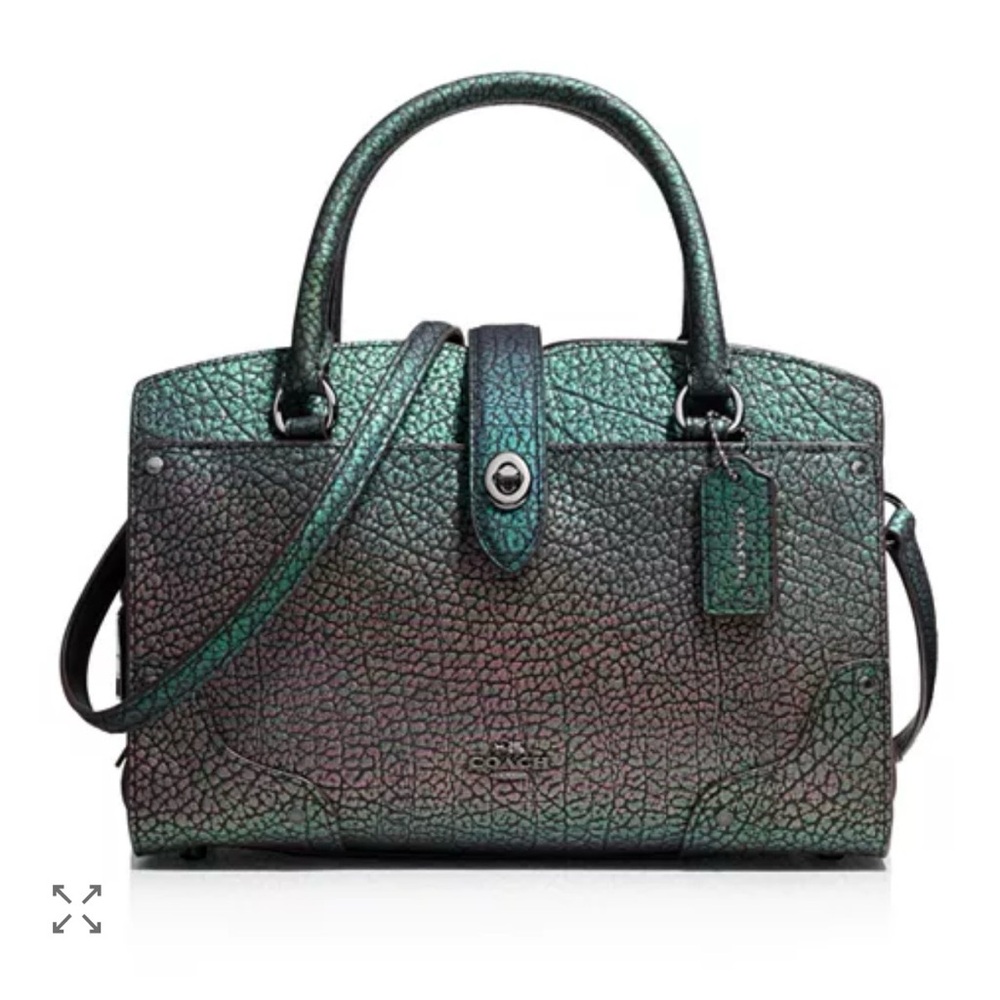 Coach Iridescent Pebbled Leather Satchel with Top Handles